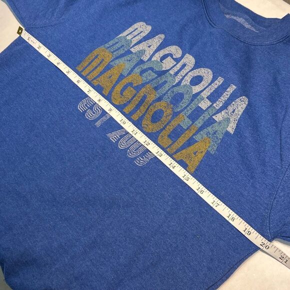 Magnolia Sweatshirt Womens Sz S Blue Retro-Style Graphic Waco TX Fixer Upper - Picture 5 of 6